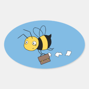 Sticker Ovale Abeille d'affaires, abeille fatiguée et stressée t