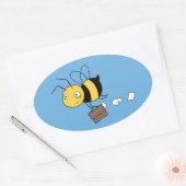 Sticker Ovale Abeille d'affaires, abeille fatiguée et stressée t (Enveloppe)