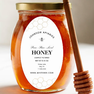 Sticker Ovale Abeille de miel rétro Miel biologique