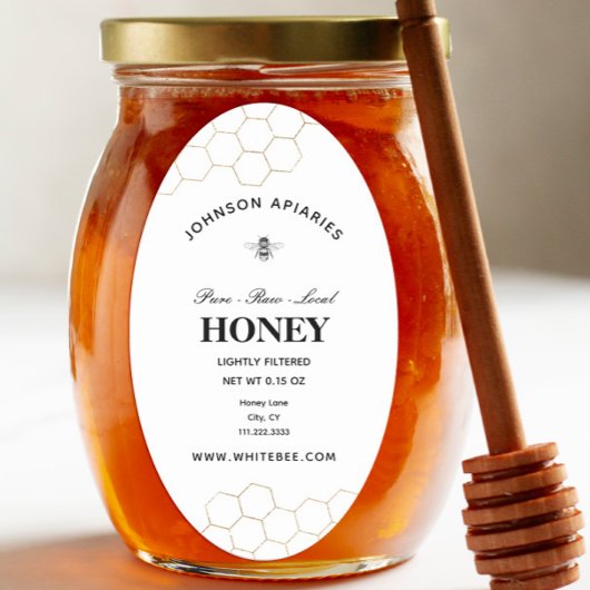 Sticker Ovale Abeille de miel rétro | Miel biologique