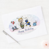Sticker Ovale abeille et fourmi (Enveloppe)