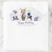 Sticker Ovale abeille et fourmi (Sac)