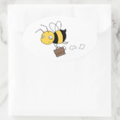 Sticker Ovale Abeille fatiguée et stressée tenant une serviette (Sac)
