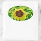 Sticker Ovale Abeille sur tournesol jaune (Sac)