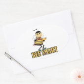 Sticker Ovale abeilles malin bee avec crayon (Enveloppe)
