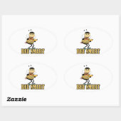 Sticker Ovale abeilles malin bee avec crayon (Feuille)