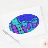 Sticker Ovale Abstrait bleu français avec texture tissée (Enveloppe)