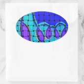 Sticker Ovale Abstrait bleu français avec texture tissée (Sac)