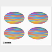 Sticker Ovale Abstrait Desert Sunset Sky Artwork (Feuille)