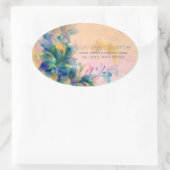 Sticker Ovale Abstrait Floral Arrière - plan Bleu Et Beige (Sac)