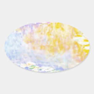 Sticker Ovale abstrait, nénuphars de Monet 7