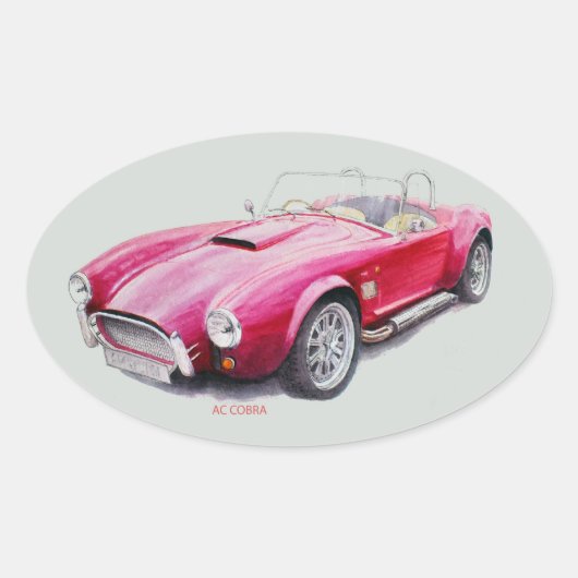 Sticker Ovale AC Cobra Red Classic Voiture de sport (Devant)