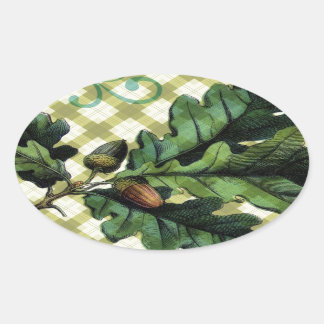 Sticker Ovale Acornes et plaid