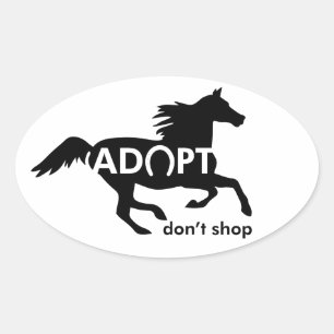 Sticker Ovale Adoptez Ne pas Acheter Cheval