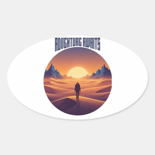 Sticker Ovale Adventure Desert Tee — Chasing Dunes & Desert Sky (Devant)