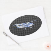 Sticker Ovale Aéronef Chrome Comme Cessna Black Carbon Fibres (Enveloppe)