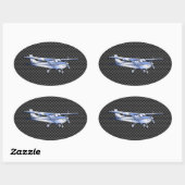 Sticker Ovale Aéronef Chrome Comme Cessna Black Carbon Fibres (Feuille)