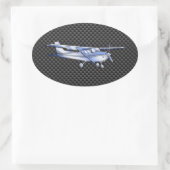 Sticker Ovale Aéronef Chrome Comme Cessna Black Carbon Fibres (Sac)