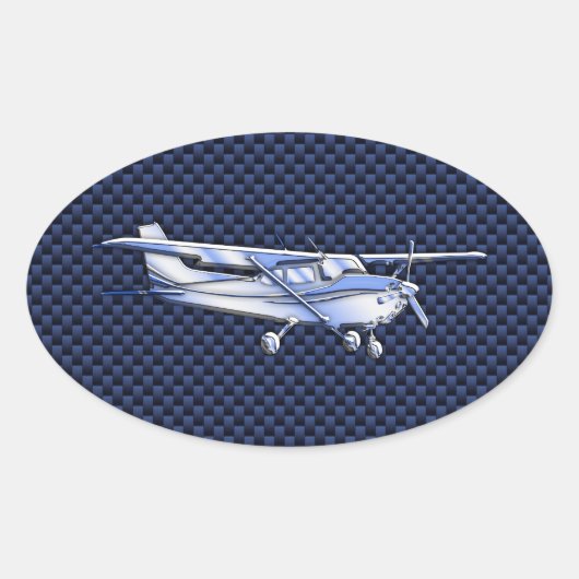 Sticker Ovale Aéronef Classique Chrome Cessna Flying Carbon Fibr (Devant)