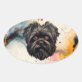 Sticker Ovale Affenpinscher Monkey Dog Affens Terrier (Devant)