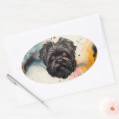 Sticker Ovale Affenpinscher Monkey Dog Affens Terrier (Enveloppe)