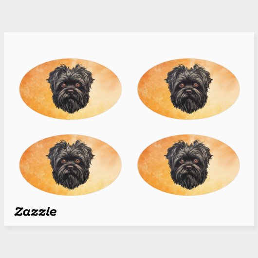 Sticker Ovale Affenpinscher Monkey Dog Affens Terrier (Feuille)