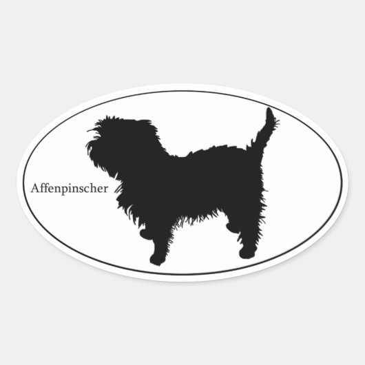 Sticker Ovale Affenpinscher SIlhouette (Devant)