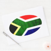 Sticker Ovale Afrique du Sud Drapeau : Motif dynamique à balayag (Enveloppe)
