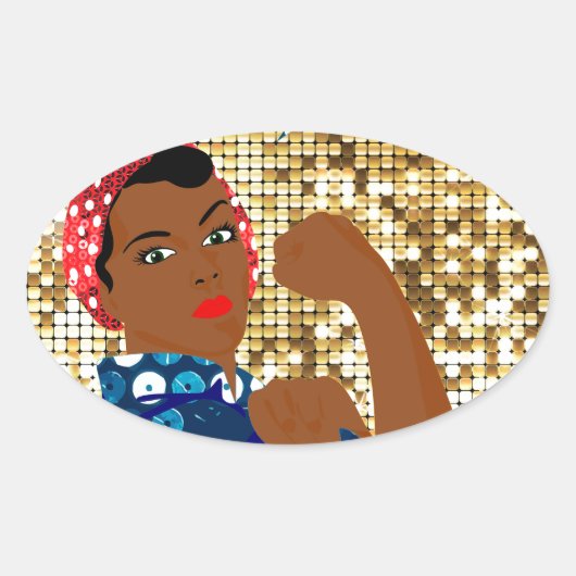 Sticker Ovale afrique rosie le riveter (Devant)