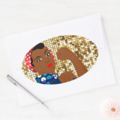 Sticker Ovale afrique rosie le riveter (Enveloppe)