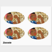 Sticker Ovale afrique rosie le riveter (Feuille)