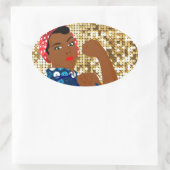 Sticker Ovale afrique rosie le riveter (Sac)