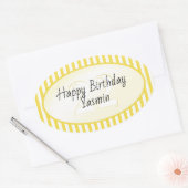 Sticker Ovale Âge subtil Jaune/Blanc Stripes Motif (Enveloppe)