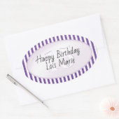 Sticker Ovale Âge subtil Purple/Blanc Simple Stripes Motif (Enveloppe)
