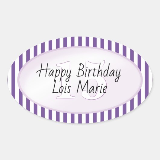 Sticker Ovale Âge subtil Purple/Blanc Simple Stripes Motif (Devant)