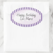 Sticker Ovale Âge subtil Purple/Blanc Simple Stripes Motif (Sac)
