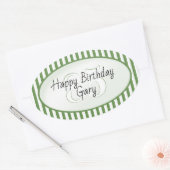 Sticker Ovale Âge subtil Vert/Blanc Stripes simples Motif (Enveloppe)