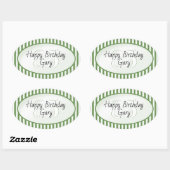 Sticker Ovale Âge subtil Vert/Blanc Stripes simples Motif (Feuille)