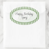 Sticker Ovale Âge subtil Vert/Blanc Stripes simples Motif (Sac)