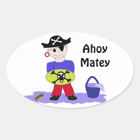 Sticker Ovale Ahoy Matey (Devant)