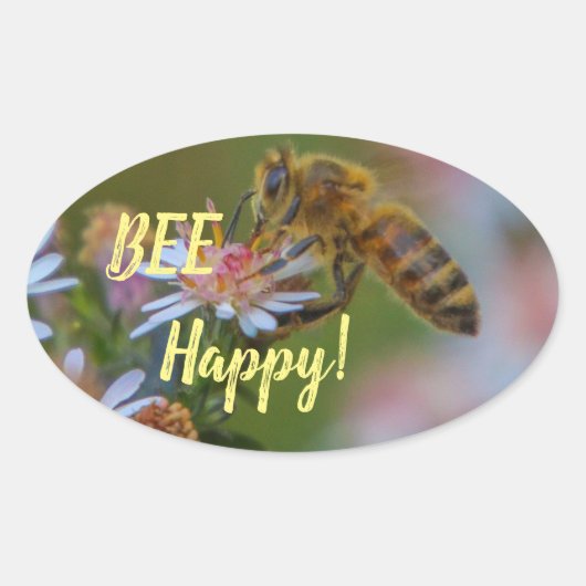 Sticker Ovale Aie Du Bonheur ! (Devant)