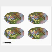 Sticker Ovale Aie Du Bonheur ! (Feuille)