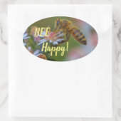 Sticker Ovale Aie Du Bonheur ! (Sac)