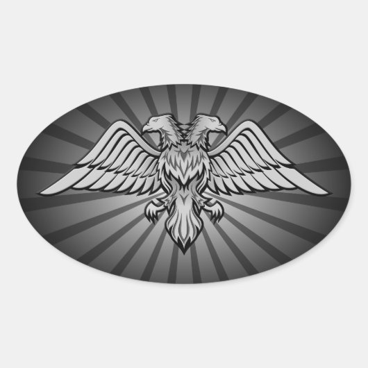 Sticker Ovale Aigle à deux têtes (Devant)