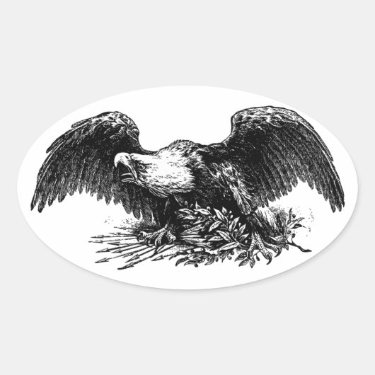 Sticker Ovale Aigle de guerre vintage (Devant)