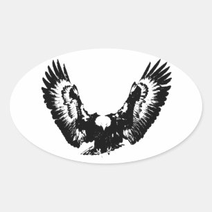 Sticker Ovale Aigle noir et blanc
