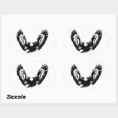 Sticker Ovale Aigle noir et blanc (Feuille)