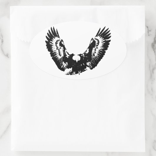 Sticker Ovale Aigle noir et blanc (Sac)