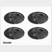 Sticker Ovale Aigle noir et blanc (Feuille)