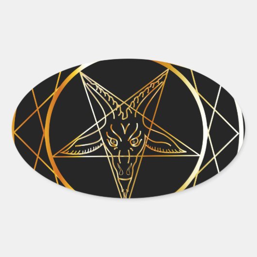 Sticker Ovale Aiguille d'or de Baphomet (Devant)